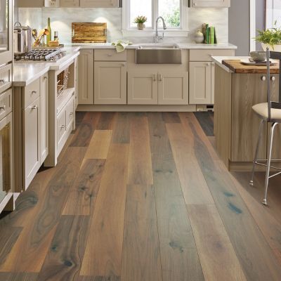 rustic hardwood floors in a kitchen